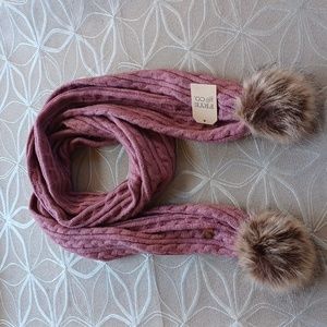 Frye Cable Knit Scarf with Pom Poms!